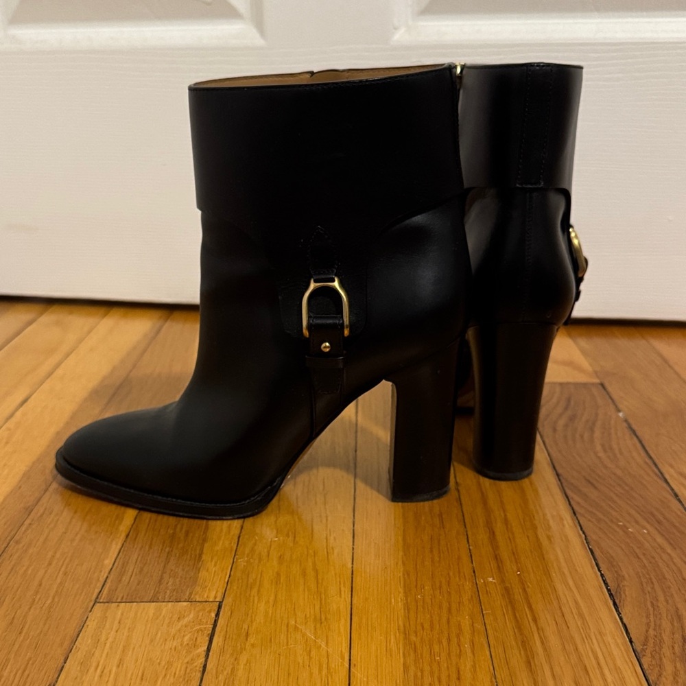 RL Purple Label Black Leather Ankle Boots